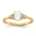thumbnail image 1 of 14K Yellow Gold Ring Band with Stones (10) October Opal Oval Phenomena Diamond Round, Size 5, 1 of 5
