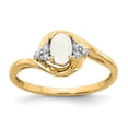 thumbnail image 1 of 14K Yellow Gold Ring Band with Stones (10) October Opal Oval Phenomena Diamond Round, Size 9, 1 of 5