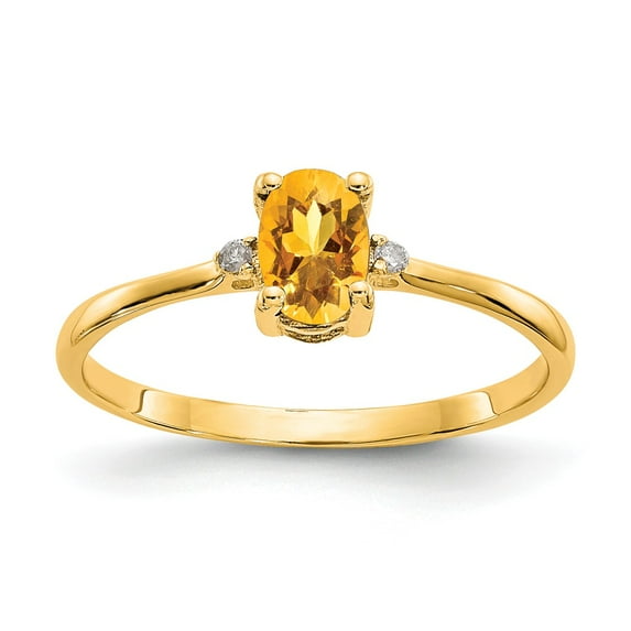14K Yellow Gold Ring Band with Stones (11) November Citrine Oval Diamond Round White