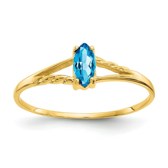 14K Yellow Gold Ring Band with Stones (12) December Swiss Blue Topaz Marquise