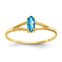 14K Yellow Gold Ring Band with Stones (12) December Swiss Blue Topaz Marquise