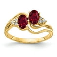 thumbnail image 1 of 14K Yellow Gold Ring Band with Stones Ruby Lab Created Oval Red Diamond Round, Size 7, 1 of 1