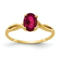 thumbnail image 1 of 14K Yellow Gold Ring Band with Stones Ruby Lab Created Oval Red, 1 of 2