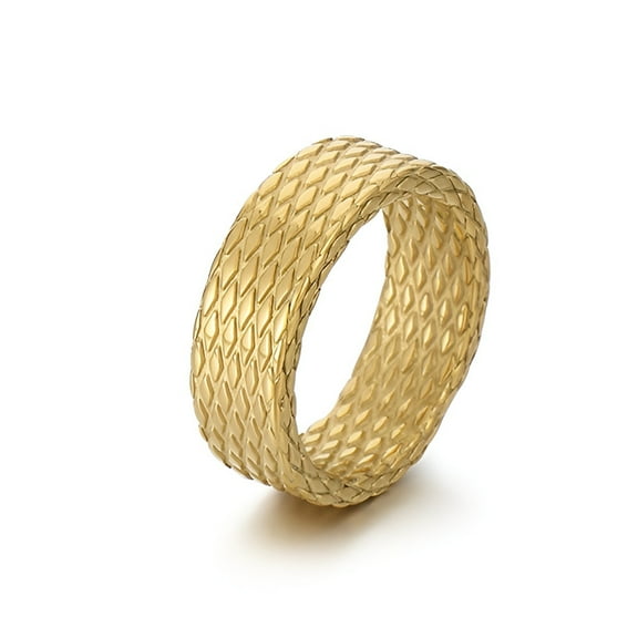 14K Yellow Gold Ring for Men Women 8MM Wide Geometric Casual Finger Rings Fashion Jewelry Wedding Gift for Lover