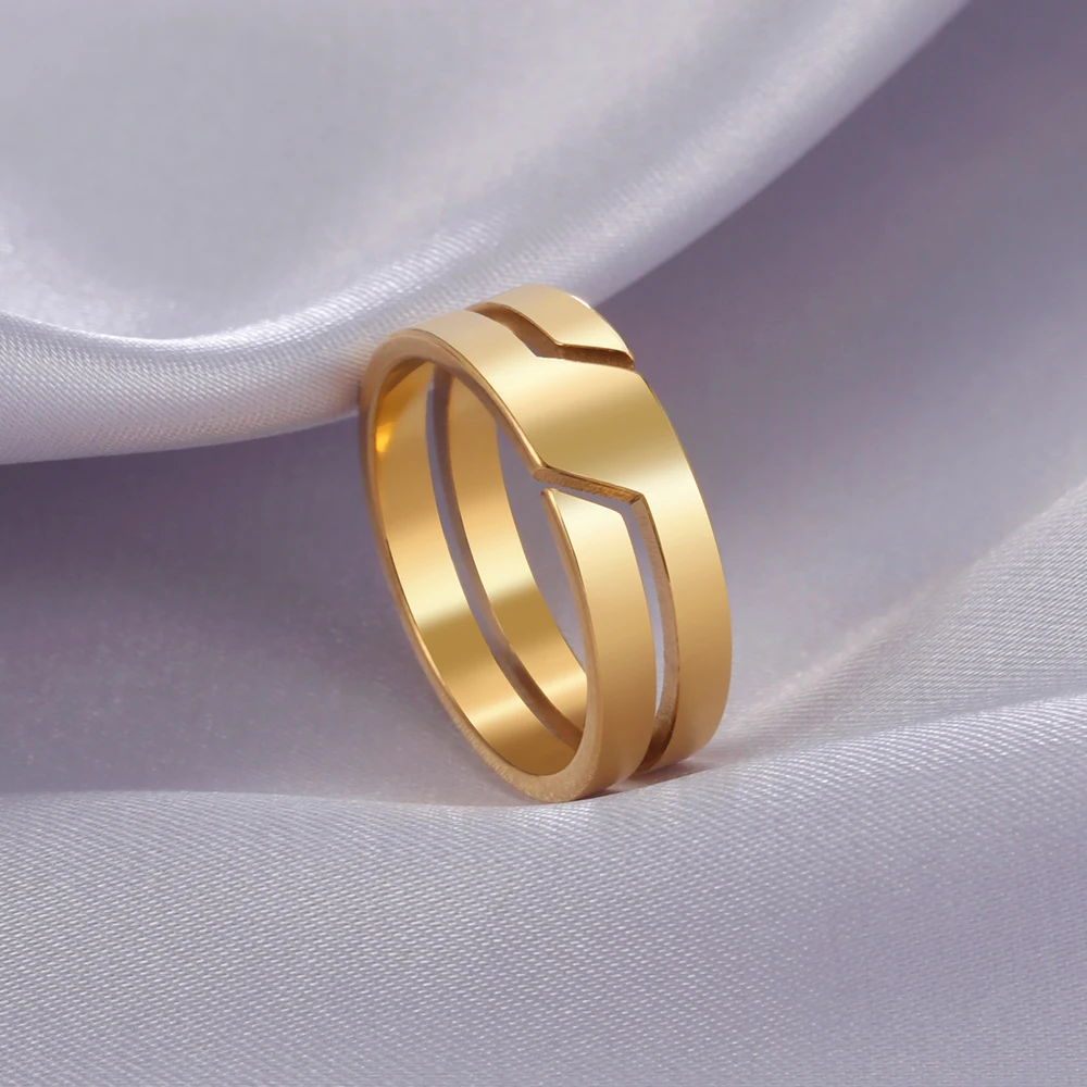 14K Yellow Gold Ring for Men Women Couple Casual Finger Rings