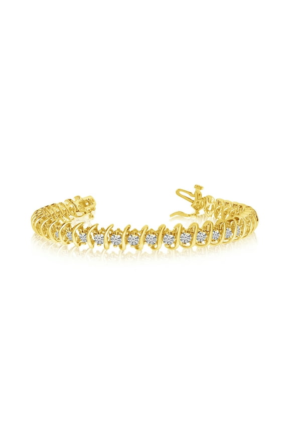 14K Yellow Gold Rollover S Illusion Diamond Bracelet