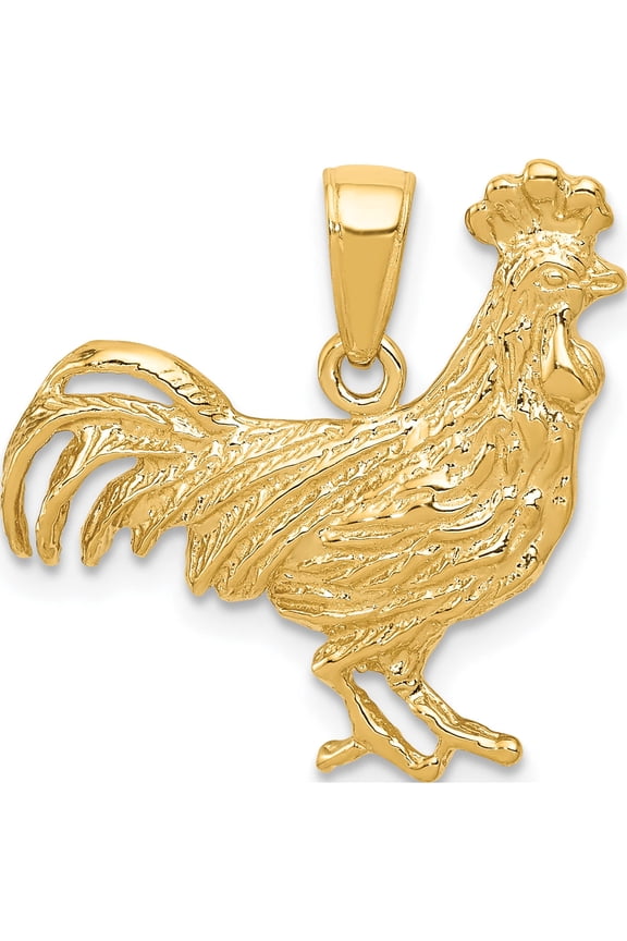 14K Yellow Gold Rooster Pendant