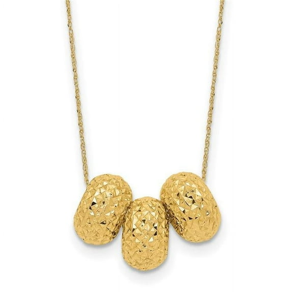 14K Yellow Gold Ropa Diamond-Cut Beads with 2 in. Extension Necklace
