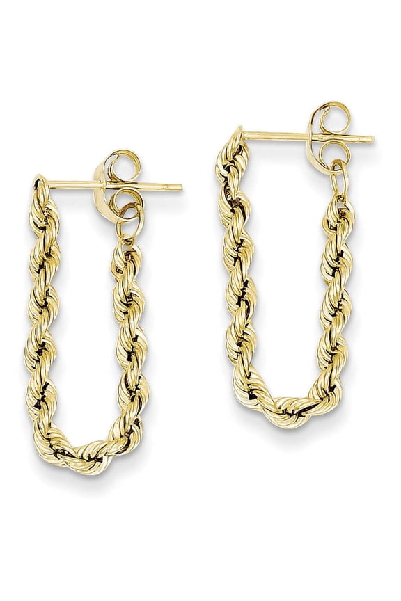 14K Yellow Gold Rope Chain Dangle Earrings