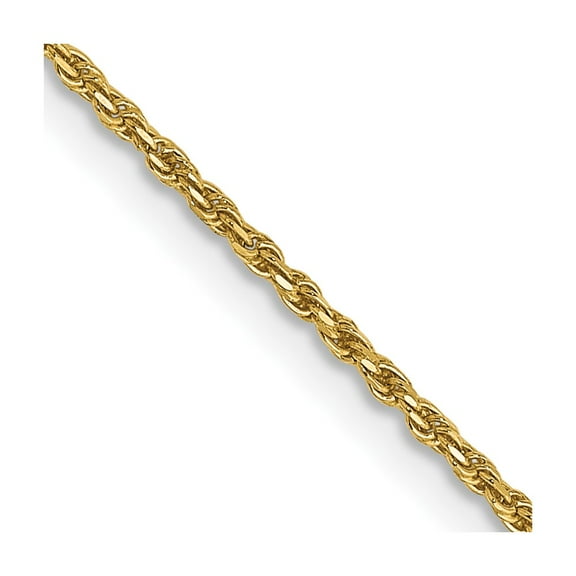14K Yellow Gold Rope Chain Necklace 14 inch 1.15 mm Diamond-cut Machine Made with Lobster Clasp
