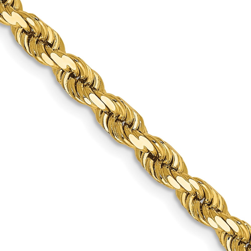 14K Yellow Gold Rope Chain Necklace 20 inch 4 mm Diamond-cut with ...