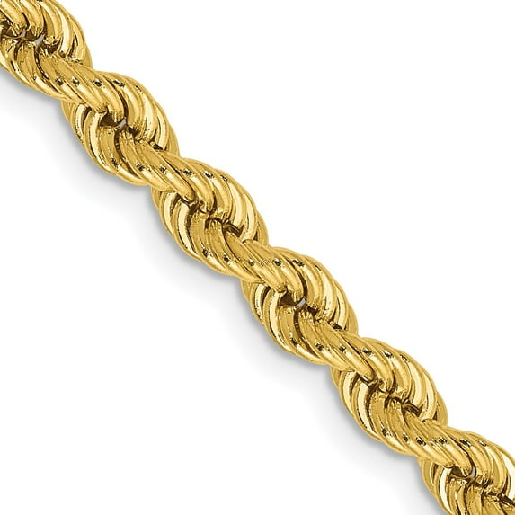 14K Yellow Gold Rope Chain Necklace 22 inch 4 mm Regular with Lobster Clasp