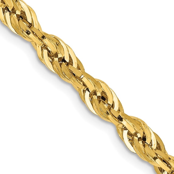 14K Yellow Gold Rope Chain Necklace 24 inch 4.25 mm Semi Solid with Lobster Clasp
