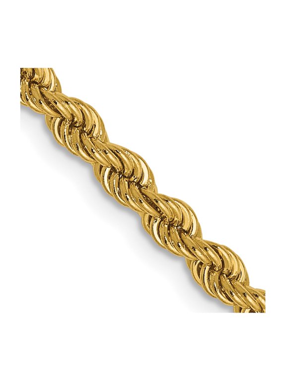 14K Yellow Gold Rope Chain Styles Necklace 2.25 mm Solid Regular 18 inch