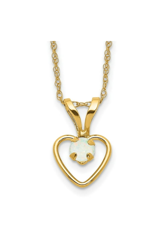 14K Yellow Gold Rope Necklace with Pendants Chain Madi K 3mm Opal Heart 15 inch