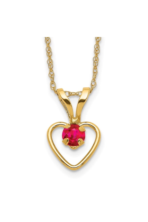 14K Yellow Gold Rope Necklace with Pendants Chain Madi K 3mm Ruby Heart Birthstone 15 inch