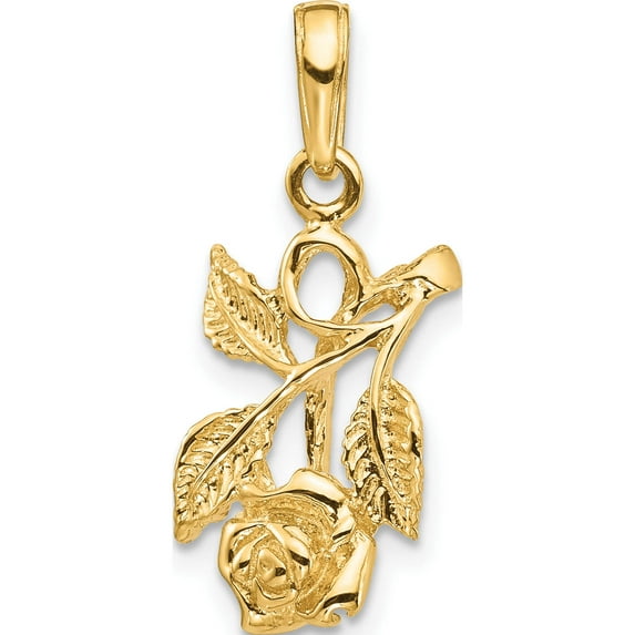 14K Yellow Gold Rose Pendant (24 X 10.5) Made In Peru c3191