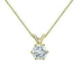 thumbnail image 1 of 14K Yellow Gold Round 6-Prong Solitaire Moissanite Pendant Necklace (3ct TGW, 9.5mm, O.White) 16 to 18-inch by Diamond Wish, 1 of 4