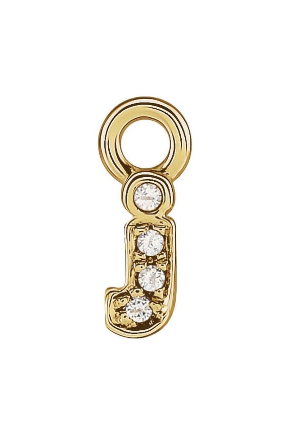 14K Yellow Gold Round .75 Mm I1, H+ Polished .01 Ctw Natural Diamond Lowercase Initial J Dangle