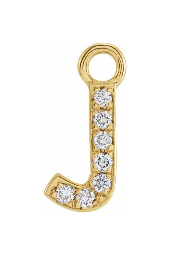 14K Yellow Gold Round .9 Mm I1, H+ Polished .025 Ctw Natural Diamond Initial J Dangle