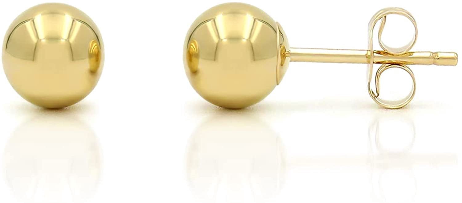 Giorgio Bergamo 14K Yellow Gold Round Ball Stud Earrings - 3mm To 10mm, Butterfly Backs