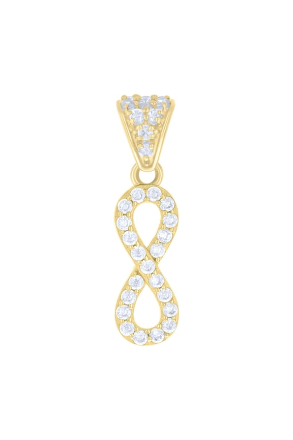 14K Yellow Gold Round CZ Women's 0.85" Love Charm Vertical Infinity Pendant