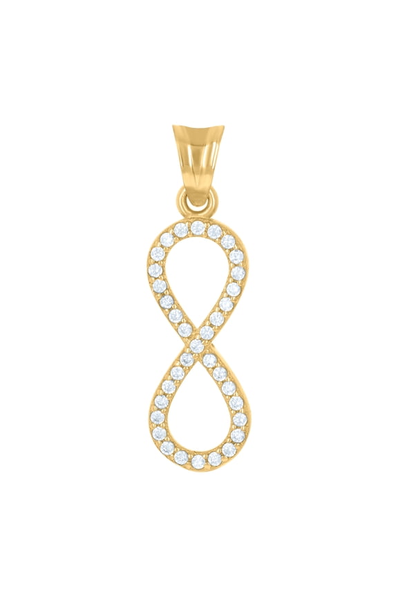 14K Yellow Gold Round CZ Women's 1" Love Charm Vertical Infinity Symbol Pendant