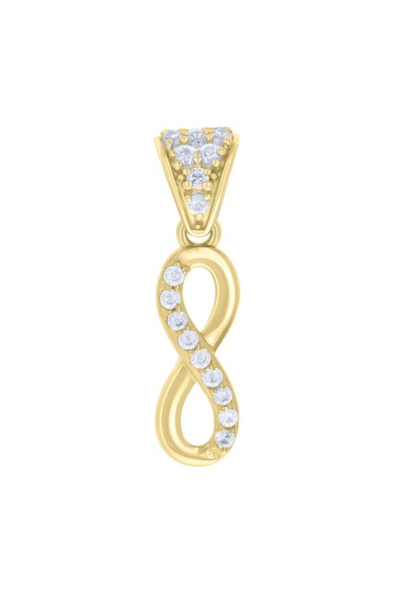 14K Yellow Gold Round CZ Women's Love Charm Vertical Infinity Symbol Pendant