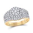 thumbnail image 1 of 14K Yellow Gold Round Diamond Cluster Bridal Wedding Ring Set - 1 CTTW, 1 of 1