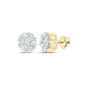 14K Yellow Gold Round Diamond Cluster Nicoles Dream Collection Earrings - 1.5 CTTW
