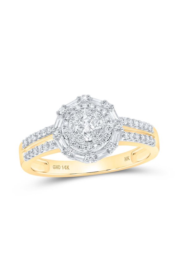 14K Yellow Gold Round Diamond Cluster Nicoles Dream Collection Ring 0.4cttw