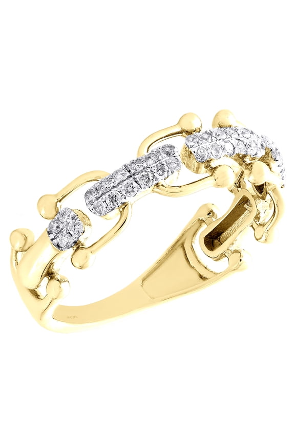 14K Yellow Gold Round Diamond Fancy Statement Right Hand Ring 6mm Band 1/4 CT.