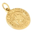 thumbnail image 1 of 14K Yellow Gold Round Disc â€œSt Christopher Protect Usâ€ Religious Pendant / Charm for Men and Women, 1 of 7