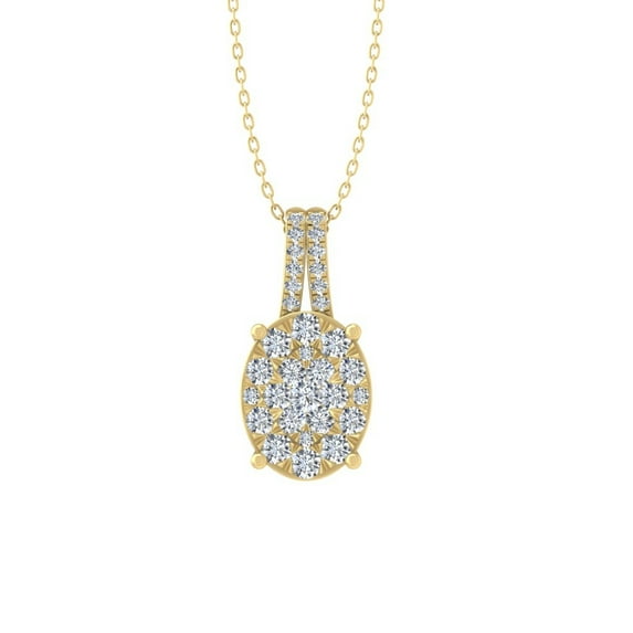 14K Yellow Gold Round-Shape Cluster Lab Grown Diamond Pendant with Silver Yellow Plating Cable Chain Necklace 18" (1/2 cttw, VS Clarity, D-F Color)