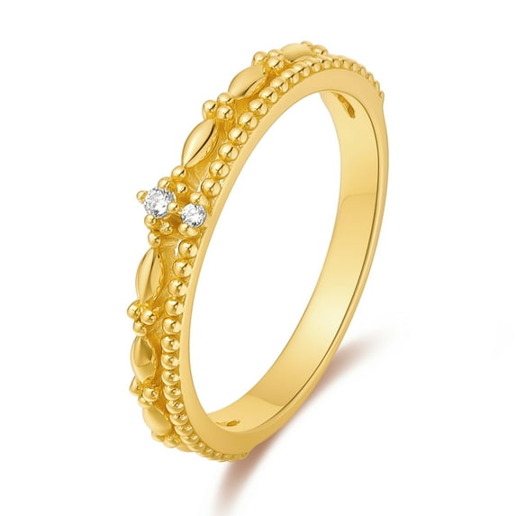 14K Yellow Gold Round Shape Moissanite Vintage Wedding Ring