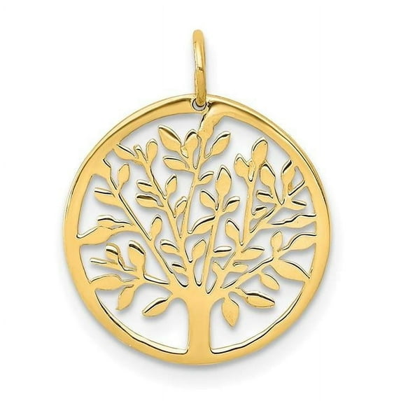 14K Yellow Gold Round Tree Pendant