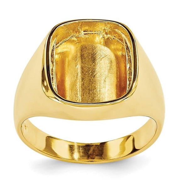 14K Yellow Gold Rounded Square Mens Diamond & Onyx Ring Mounting - Size 9.5