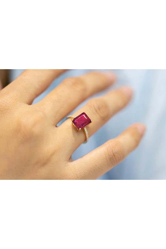 14K Yellow Gold Ruby Solitaire Ring, July Birthstone Gift for Her