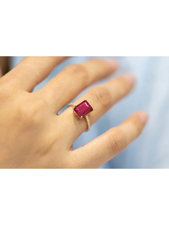 14K Yellow Gold Ruby Solitaire Ring, July Birthstone Gift for Her