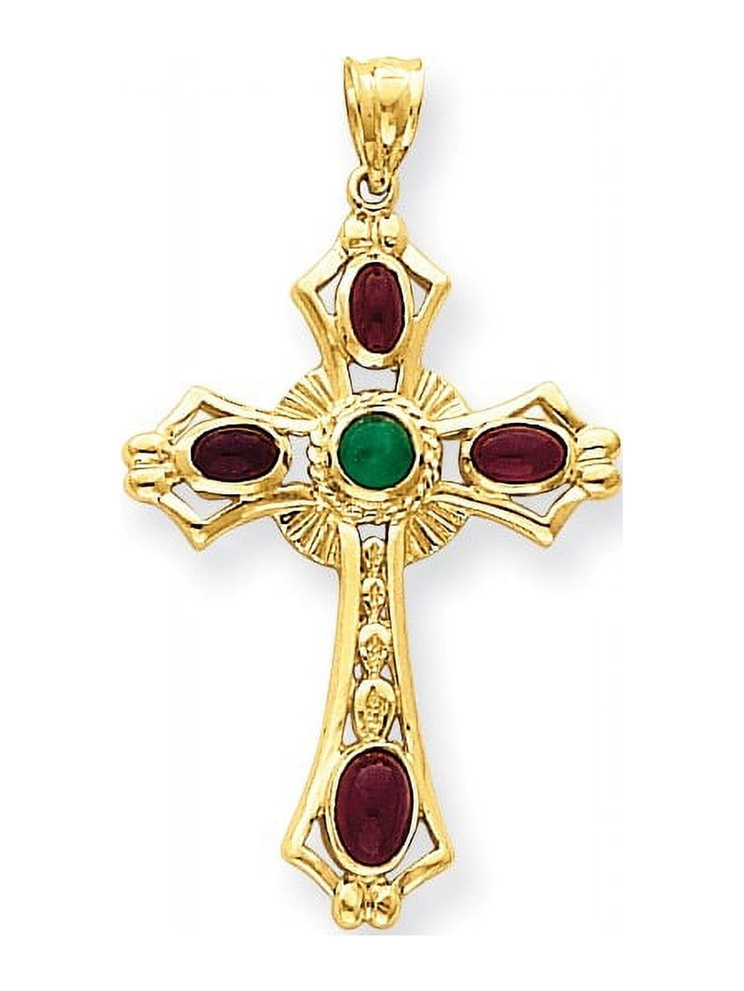 Ruby cross pendant 14k yellow gold online