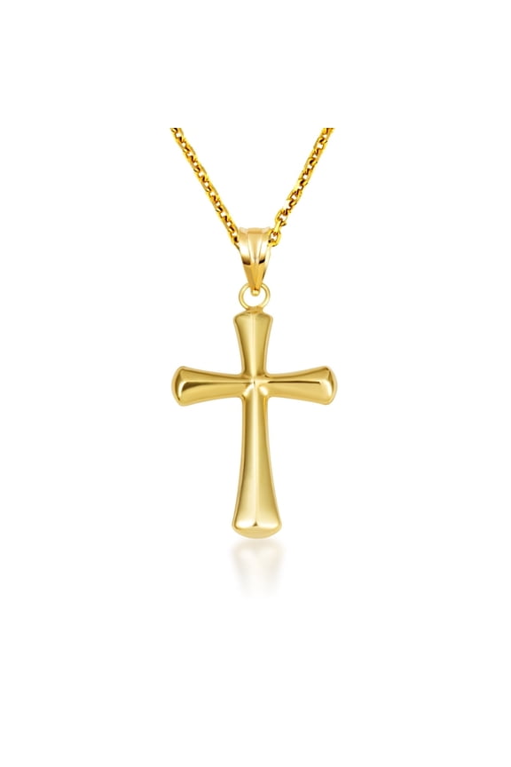 14K Yellow Gold Sacred Cross Pendant Necklace (Pendant with 18" chain)