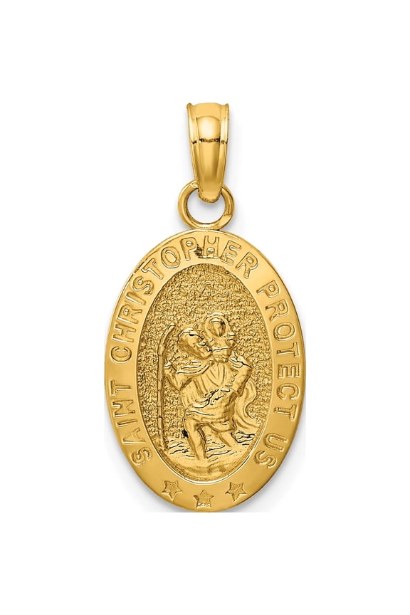 14K Yellow Gold Saint Christopher Medal Pendant (22 X 11) Made In Peru k5081
