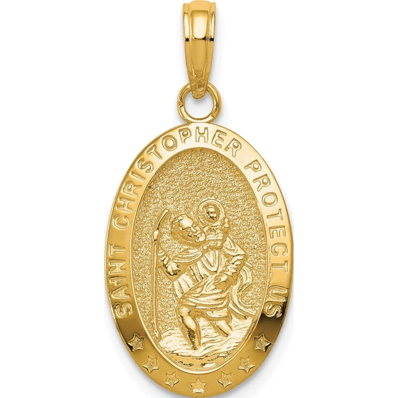 14K Yellow Gold Saint Christopher Medal Pendant (27.3 X 12.75) Made In United States k5082