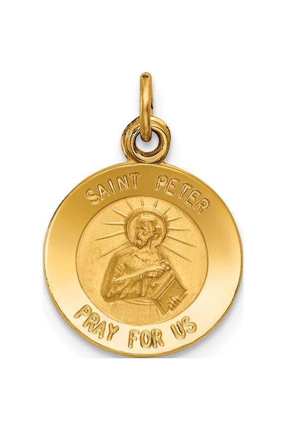 14K Yellow Gold Saint Peter Medal Charm (19 X 12) Made In United States xr633