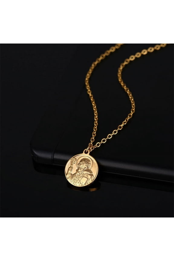 14K Yellow Gold San Benito Necklace For Men Women Golden/Silver Color St Benedict Medal Choker Religious Jewelry