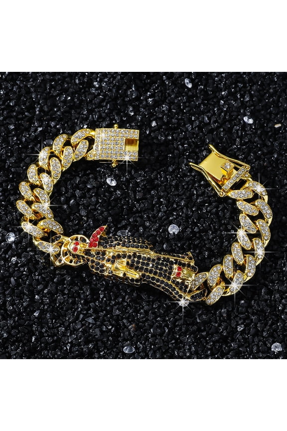 14K Yellow Gold Santa Muerte Bracelets Men Oro Laminado Pulseras Rhinestone Religious Jewelry Holy Death Charm Jewelry