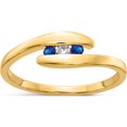thumbnail image 1 of 14K Yellow Gold Sapphire And Diamond 3-Stone Ring (Size 7) Made In India rm5742-sa-003-ya, 1 of 5