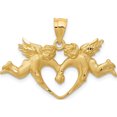 thumbnail image 1 of 14K Yellow Gold Satin Angels Heart Pendant (22 X 30) Made In United States c72, 1 of 6