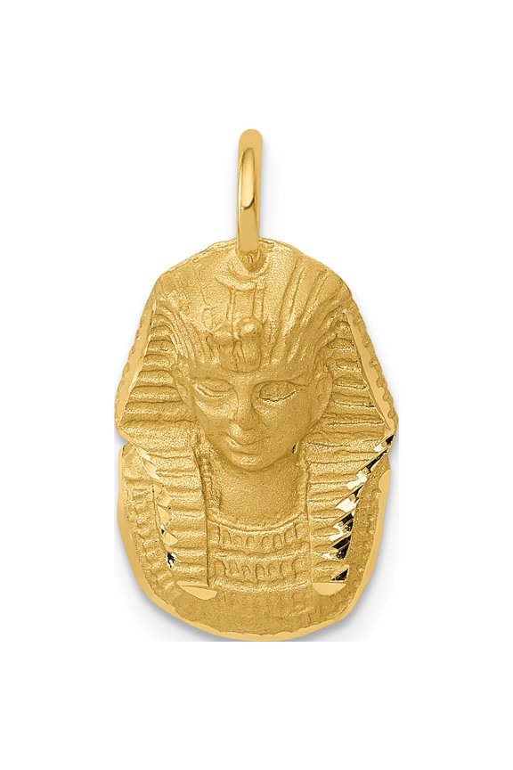 14K Yellow Gold Satin D/C King Tut Charm (21 X 11) Made In United States c1736