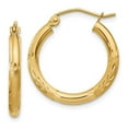 thumbnail image 1 of 14K Yellow Gold Satin & Diamond-Cut 2.5 mm Round Hoop Earrings, 1 of 1